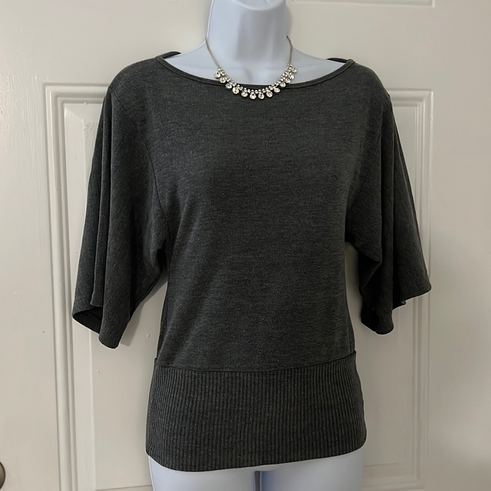 Body Central Grey Loose Sleeve Top